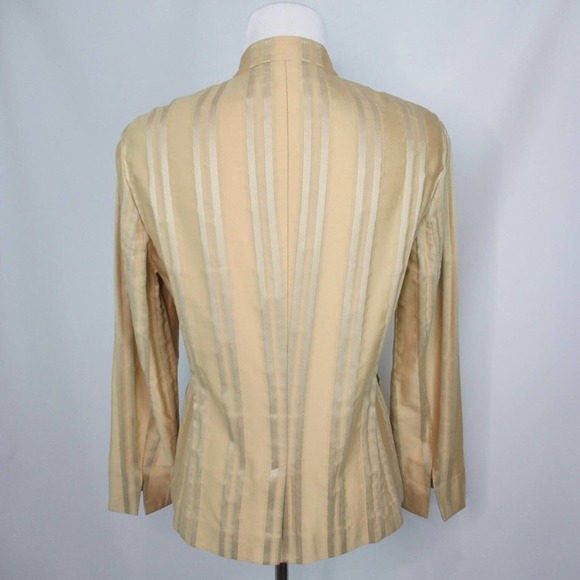 ESCADA Gold Damask Stripe MandarinCollar Button Front Jacket Blazer Size 38 US 8 - Picture 9 of 14